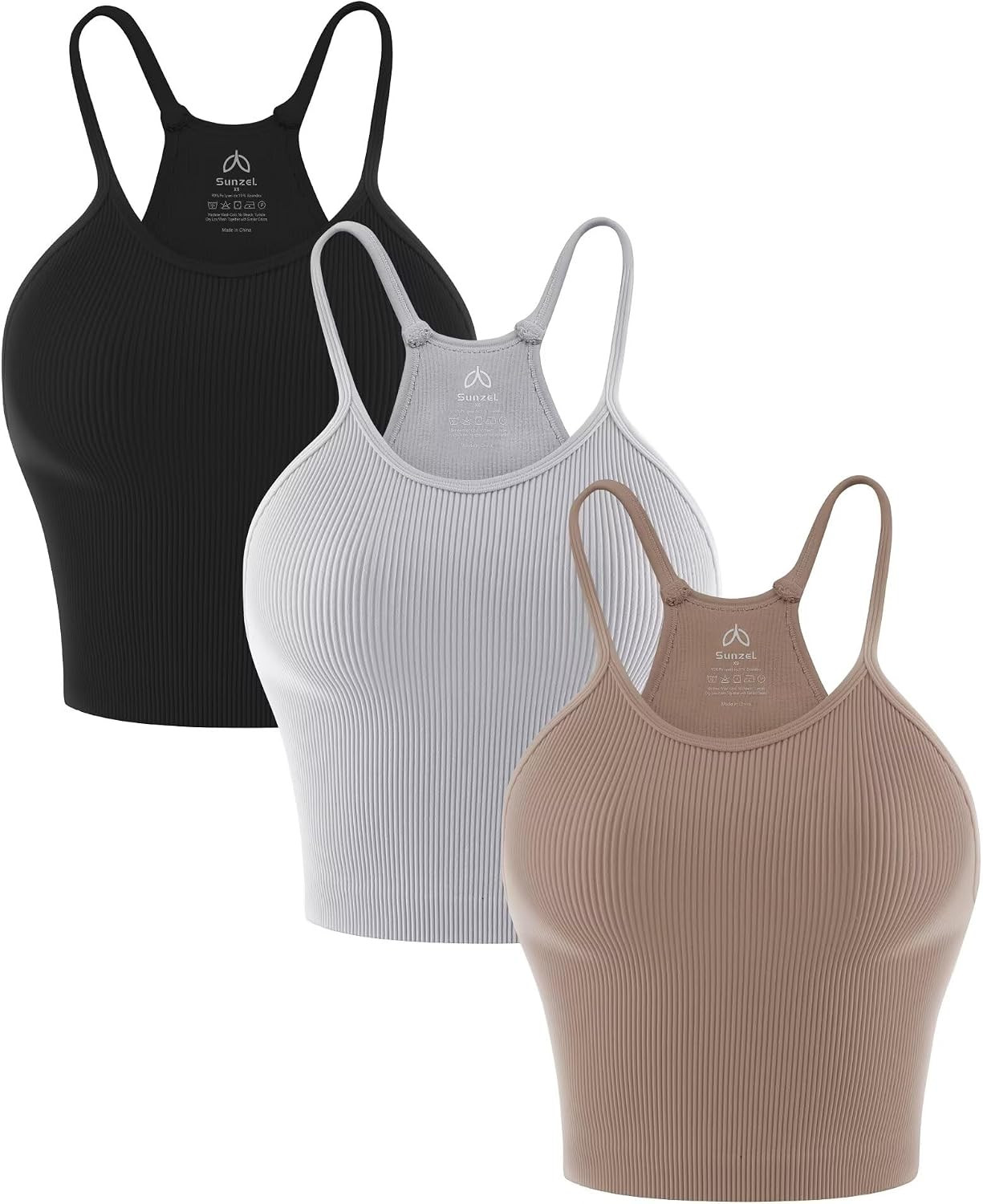 Sunzel Ribbed Crop Tank Top for Women Seamless Racerback Camisole | Amazon (US)