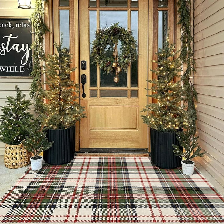 Christmas 3x5 Entry Rug - Small Washable Indoor Outdoor Mats for Front Door Non-Slip Porch Rug Ho... | Walmart (US)