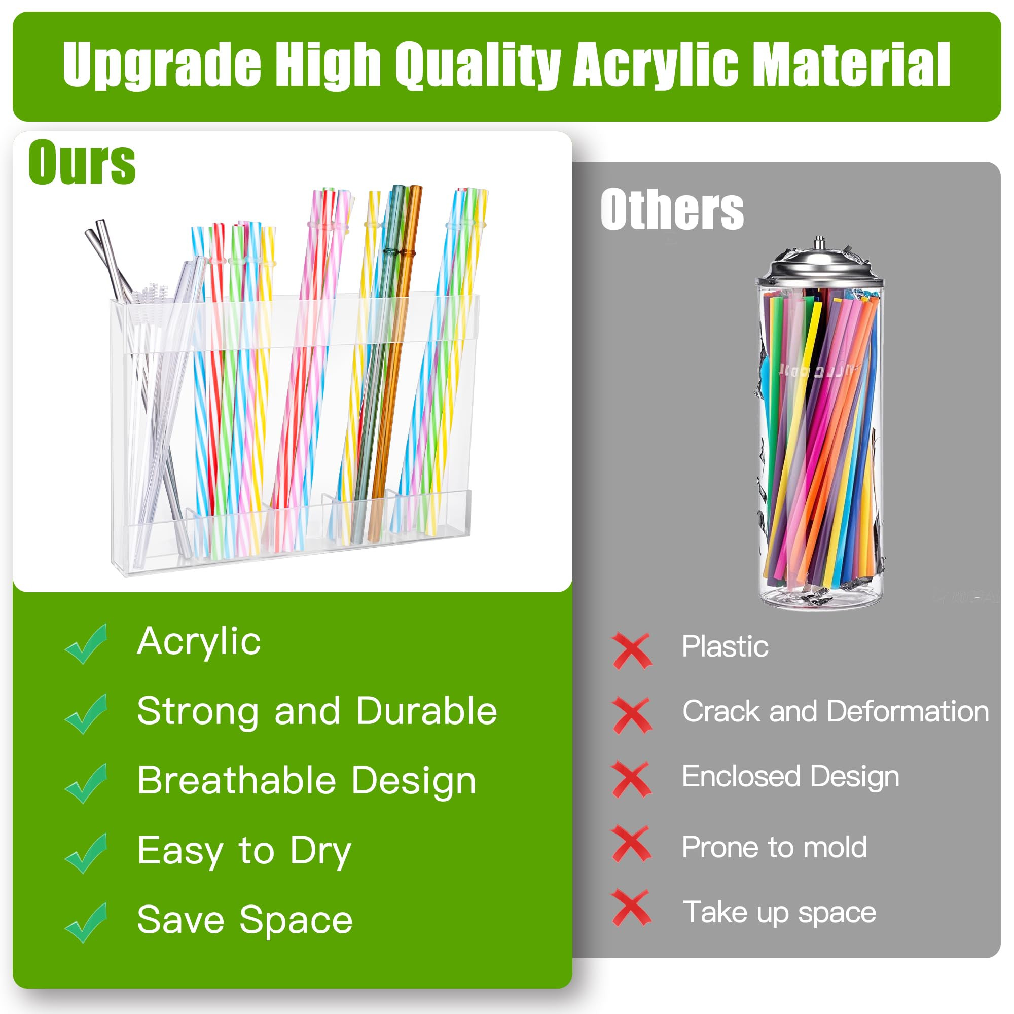 Straw Holder, Acrylic Dispenser with Double Sided Adhesive Tape, Reusable Tumbler Straw Organizer... | Amazon (US)