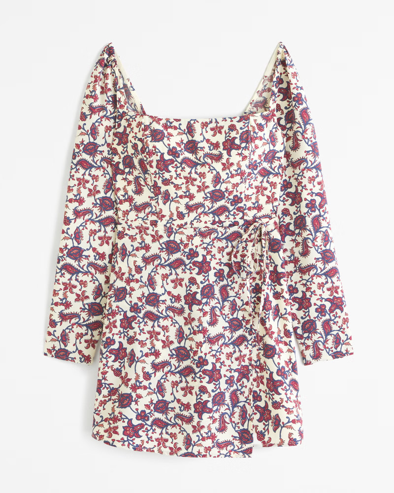 Long-Sleeve Wrap Mini Dress | Abercrombie & Fitch (US)