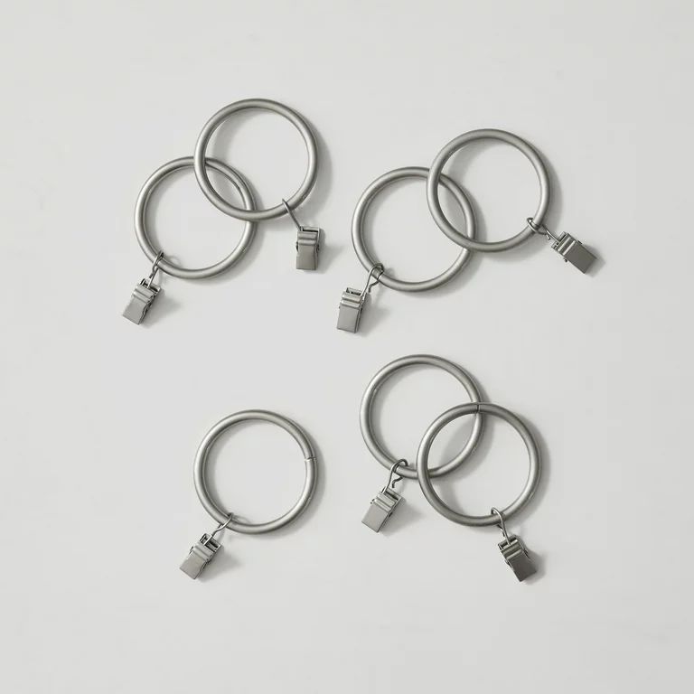 1.7" Silver Matte Metal Curtain Clip Rings by My Texas House (7 Pack) | Walmart (US)