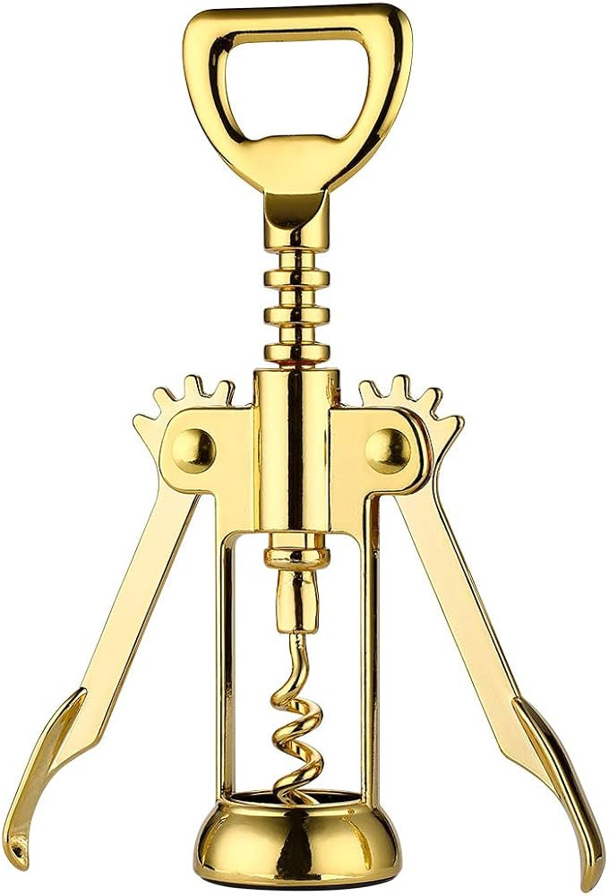 JXS Simple Wing Corkscrew Gold Wine Opener and Beer Opener, Multifunctional Wine Corkscrew Opener | Amazon (US)