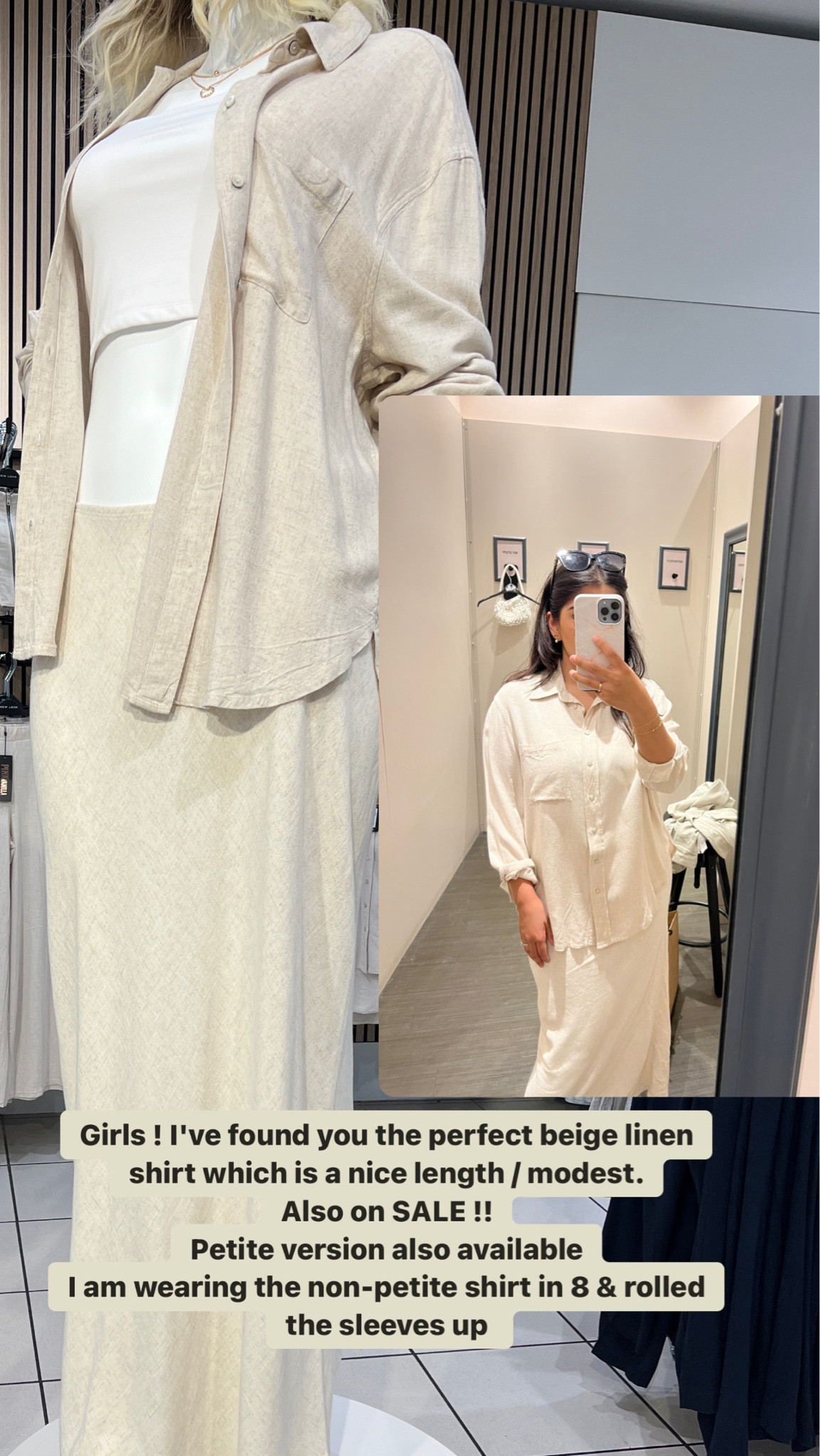perfect modest linen shirt ! 

available in petite and non petite 
I wear non petite size 8 ! 

#LTKstyletip #LTKfindsunder50 #LTKsalealert