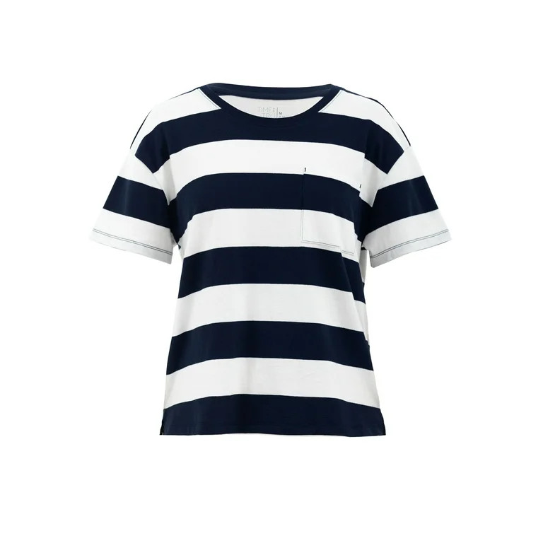 Time and Tru Women's Short Sleeve Boyfriend T-Shirt - Walmart.com | Walmart (US)