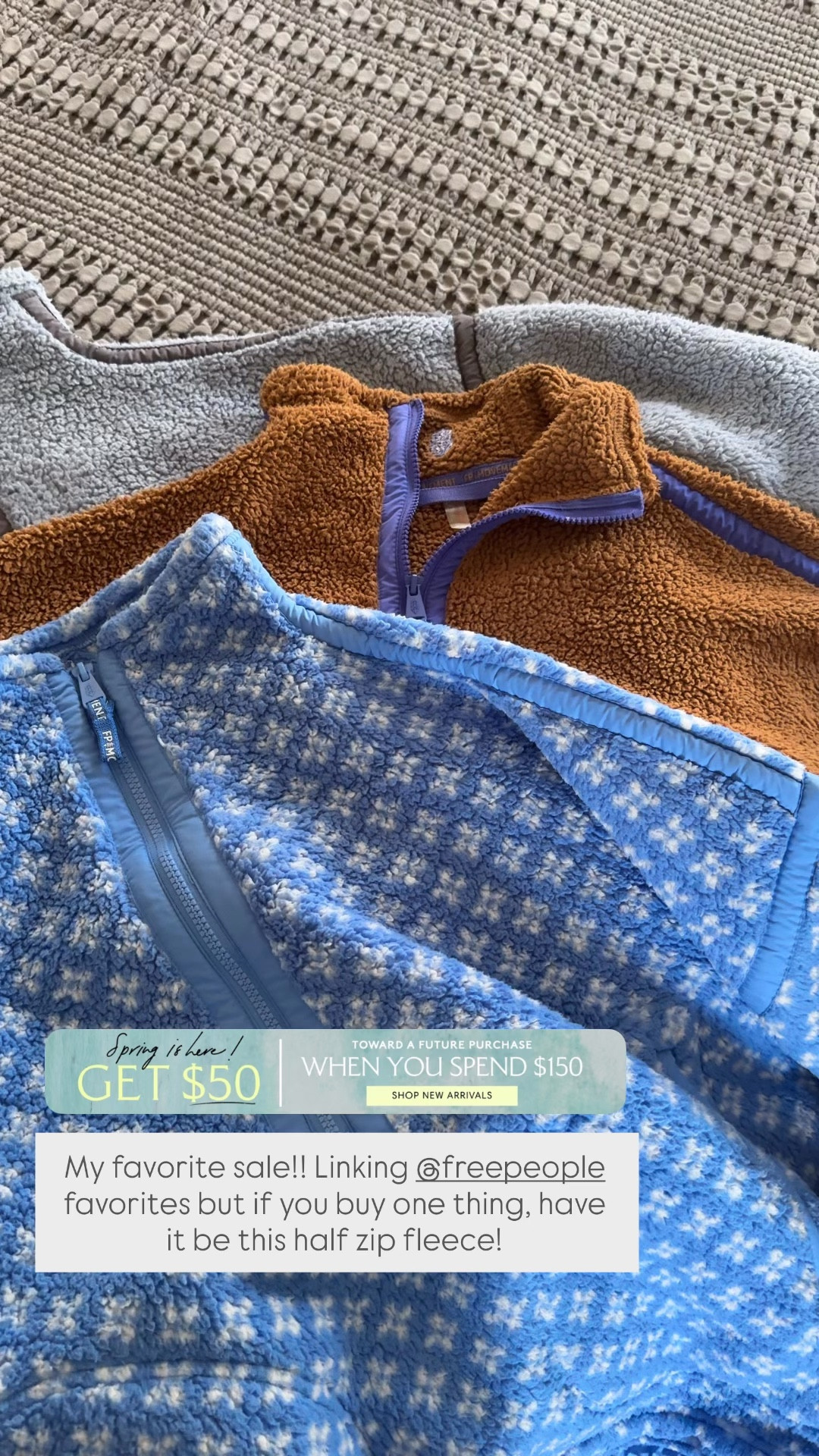 My favorite Free People sale!! Spend $150 now, receive a $50 gift card to spend in a few weeks. Linking best-sellers and some of the items I find myself reaching for nonstop — including this half zip fleece that I own three of!

#LTKSaleAlert #LTKmomlife #LTKootd