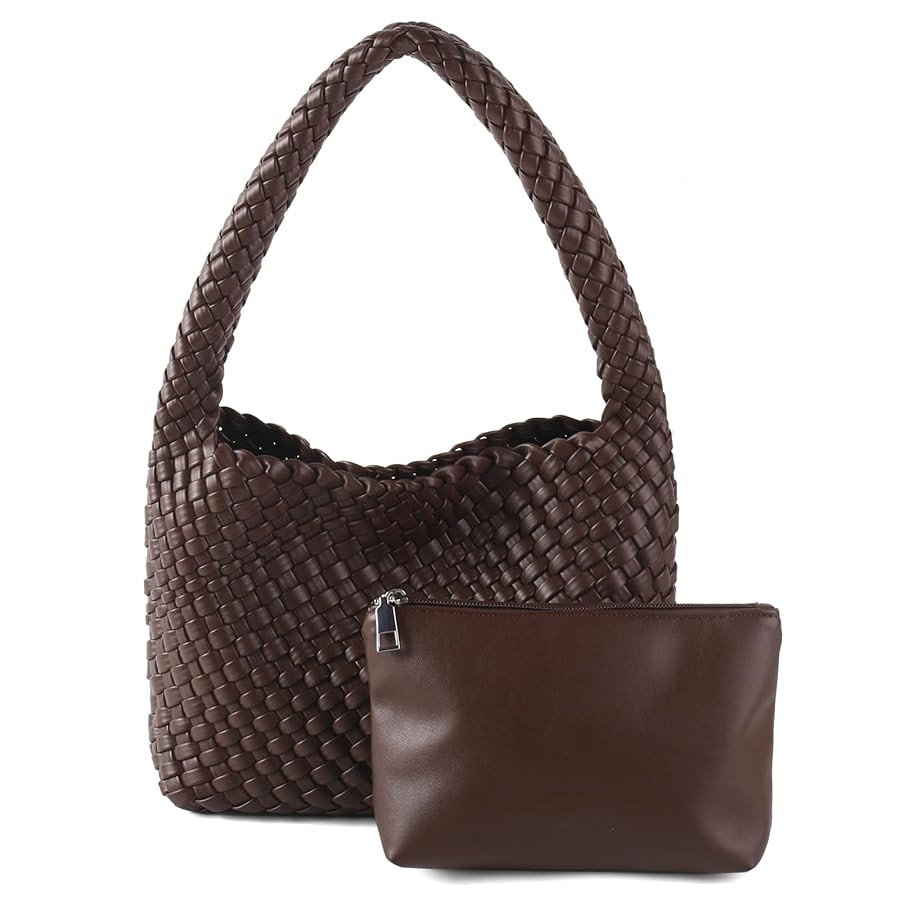 Handmade Woven Tote Bag - Women's Vegan Leather Shoulder Bag With Purses | Amazon (US)