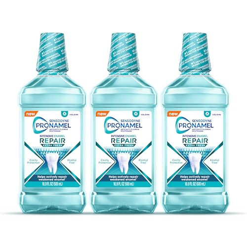 Sensodyne Pronamel Intensive Enamel Repair Alcohol-Free Mouthwash to Help Actively Repair Enamel and Protect Against Cavities, Extra Fresh, 3 x 16.9 fl oz | Amazon (US)