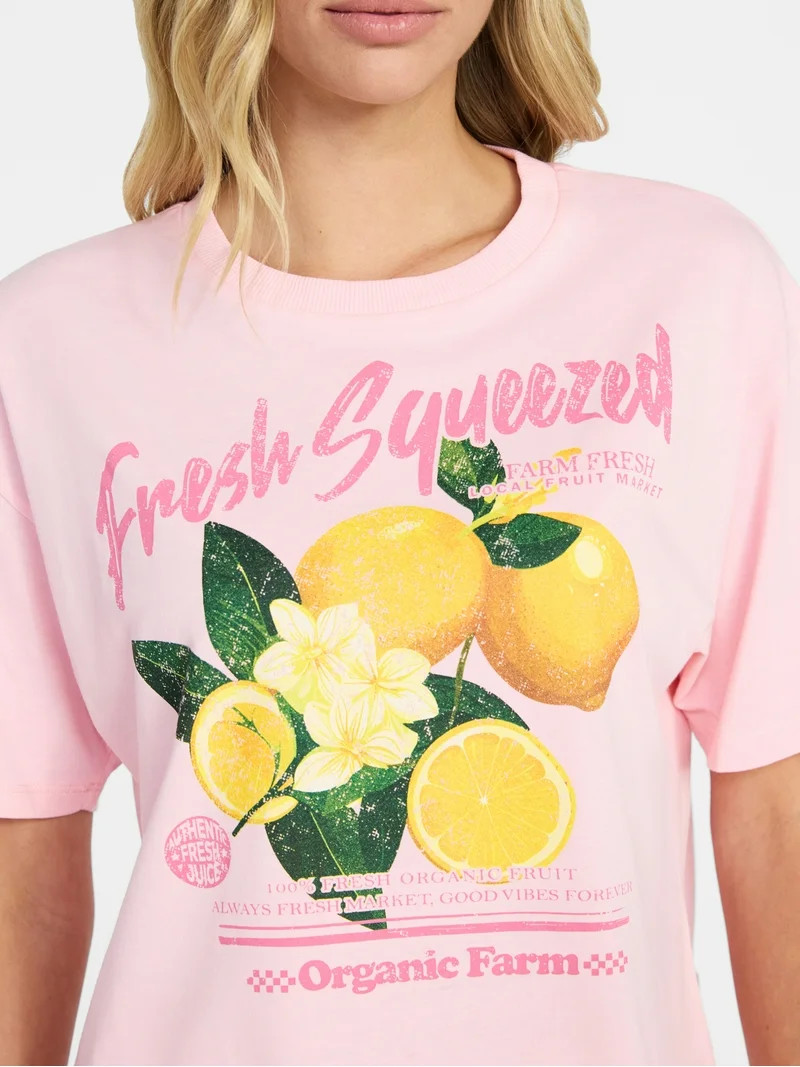 No Boundaries Boxy Cropped Graphic Tee, Women's XXS-XXL | Walmart (US)