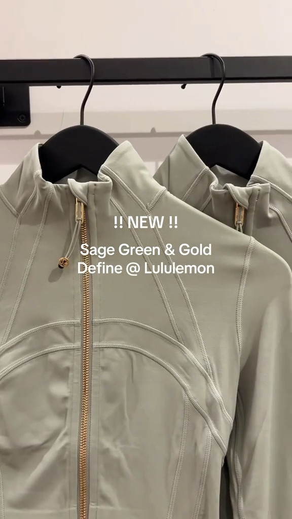 Green Fog and Gold Zip Lululemon Cropped Define Jacket is here in the US 💫🌿 Seriously one of the prettiest color combos yet! 

#lululemon #definejacket 

#LTKStyleTip #LTKActive #LTKSummerEdit