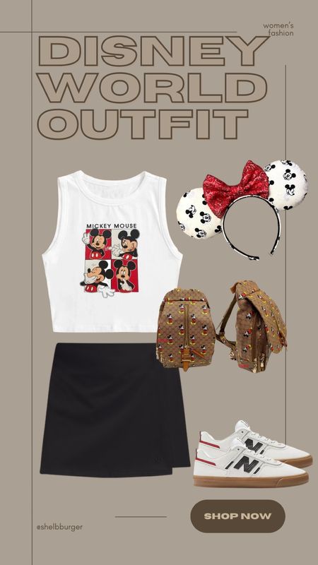 Mickey Mouse Disney World outfit

4 of a kind Mickey Mouse crop top tank top
Wrap active tennis skirt
Mickey Mouse ears with red bow
Mickey Mouse designer bag dupe
New Balance sneakers

#LTKTravel #LTKFamily #LTKShoeCrush