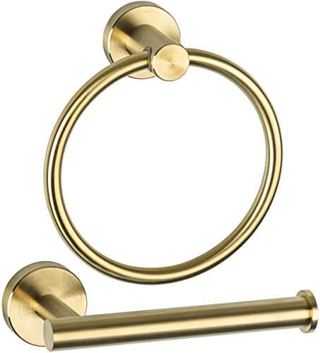 GAPPO Bathroom Hardware Accessories Set Brushed Gold 2 Piece SUS 304 Stainless Steel Wall Mounted Ha | Amazon (US)