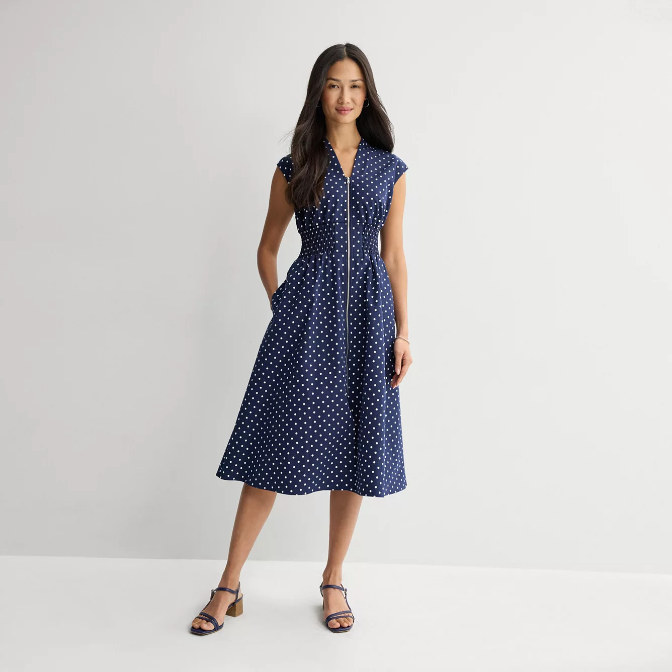 Women's 5th + Madison Edit Sleeveless Smocked Waist Zipper Dress | Kohl's