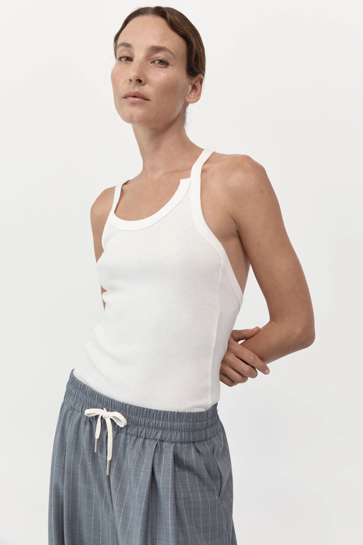 Organic Cotton Abstract Singlet - White | St. Agni (US, UK, EU)