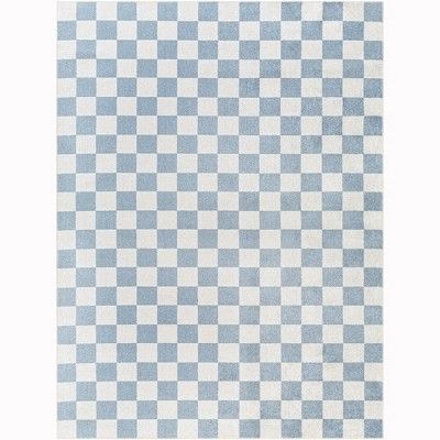 Mark & Day Shaquina 6'7"x9' Rectangle Washable Woven Indoor Area Rugs Pale Blue | Target