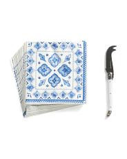 21pc Gift Set With Cocktail Napkins And Cheese Knife | TJ Maxx