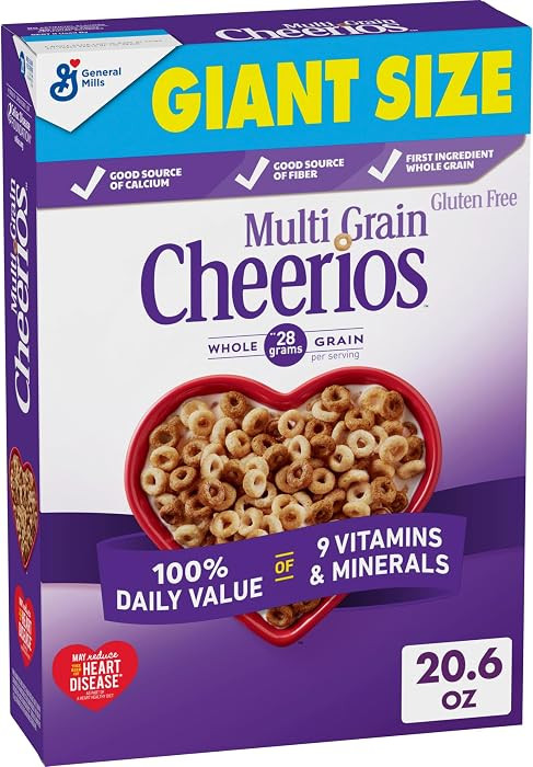 Multi Grain Cheerios, Heart Healthy Breakfast Cereal, Giant Size, 20.6 oz | Amazon (US)