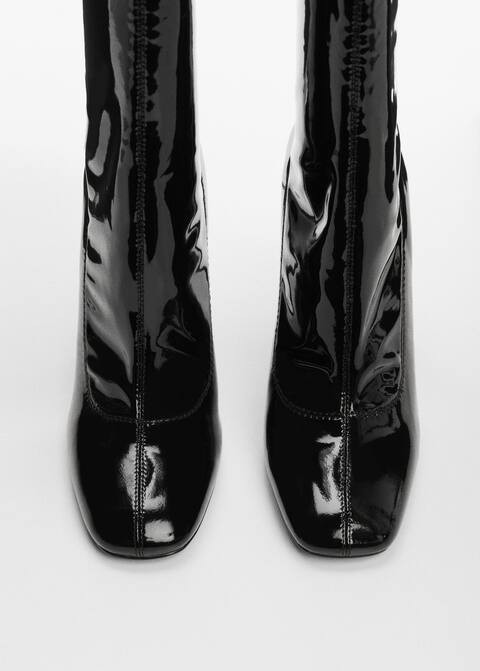 Patent leather-effect heeled boots -  Women | Mango United Kingdom | MANGO (UK)