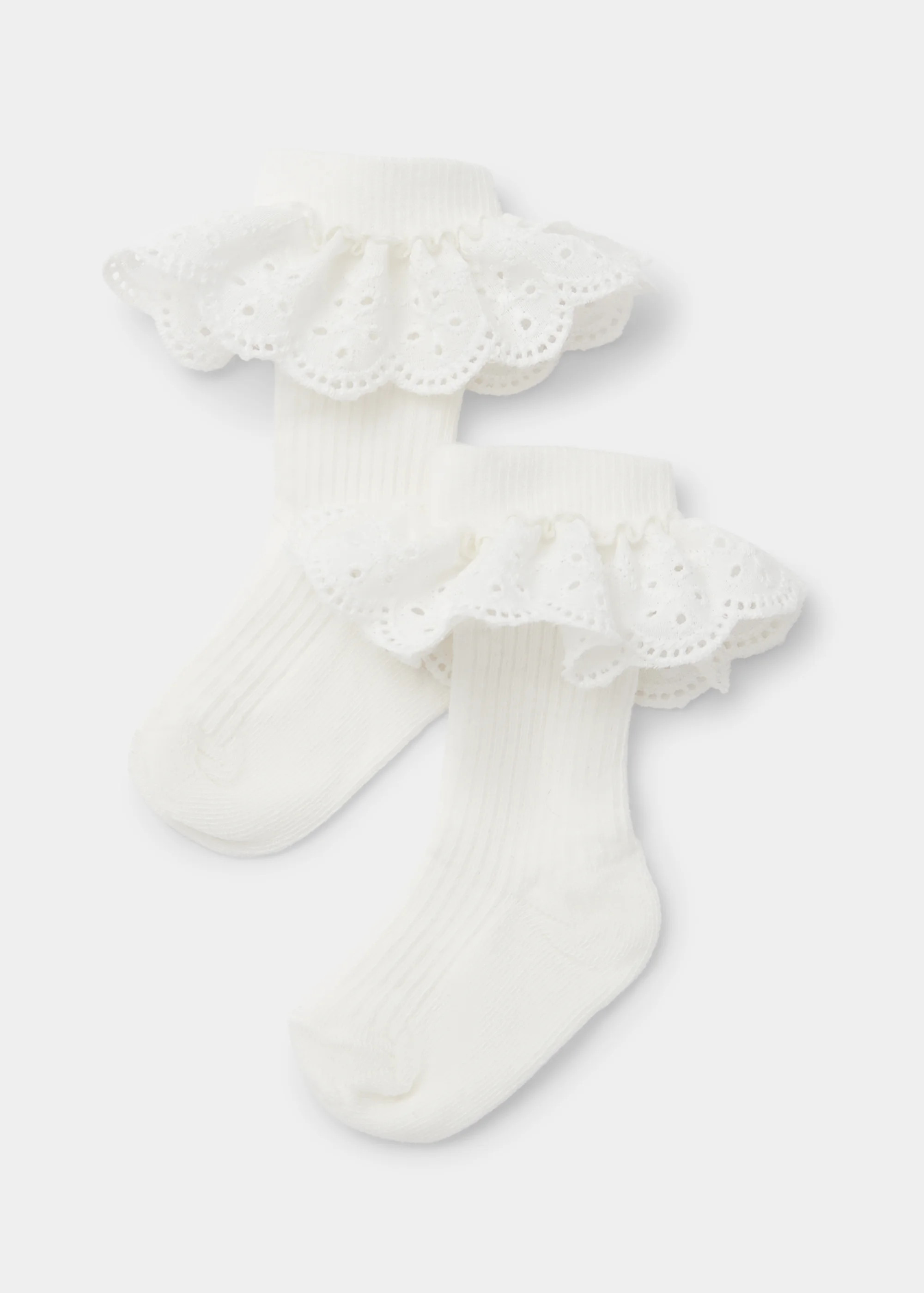 Baby 2 Pack Cream Schiffli Frill Socks (Newborn-23mths) | Matalan (UK)