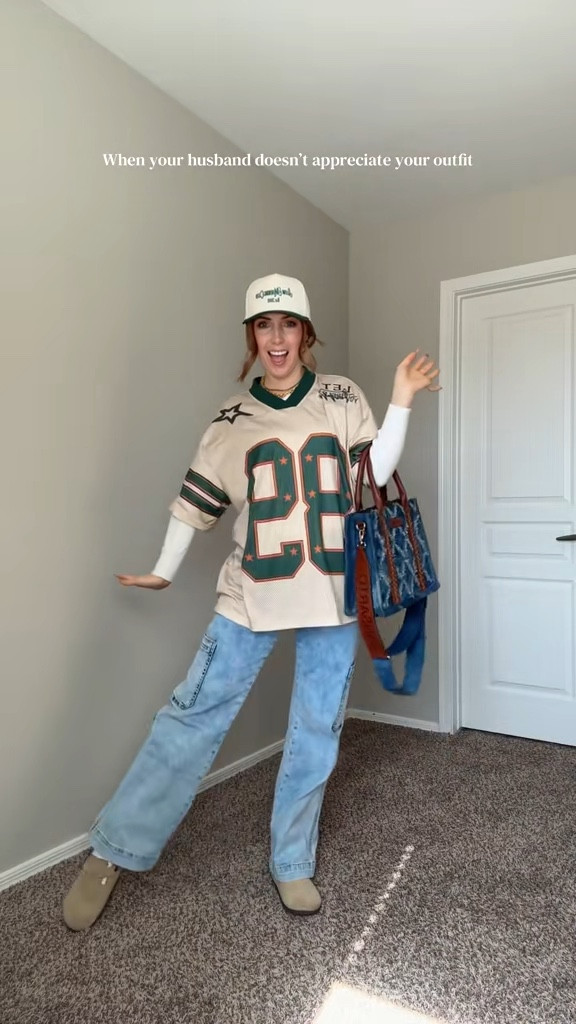 • green and beige jersey: sized up 2 to a large 
• cream long sleeve: size small, very warm and very soft 
• cargo style wide leg jeans: charming and main- size down 1
• denim tote bag: so gorgeous, Amazon
•chunky gold necklace: comes in a set of 2 different styles
• green malachite stone necklace: hypoallergenic but fair warning the gold runs off in between stones 
• Mule clogs: tts
• green trucker hat: perfect 👌🏻 Amazon
• gold tortoise shell amber chunky hoops: Amazon 

#LTKootd #LTKPetite #LTKgrwm