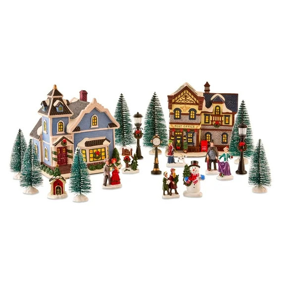20-Piece Light-Up Christmas Village Set, Multicolor, by Holiday Time - Walmart.com | Walmart (US)