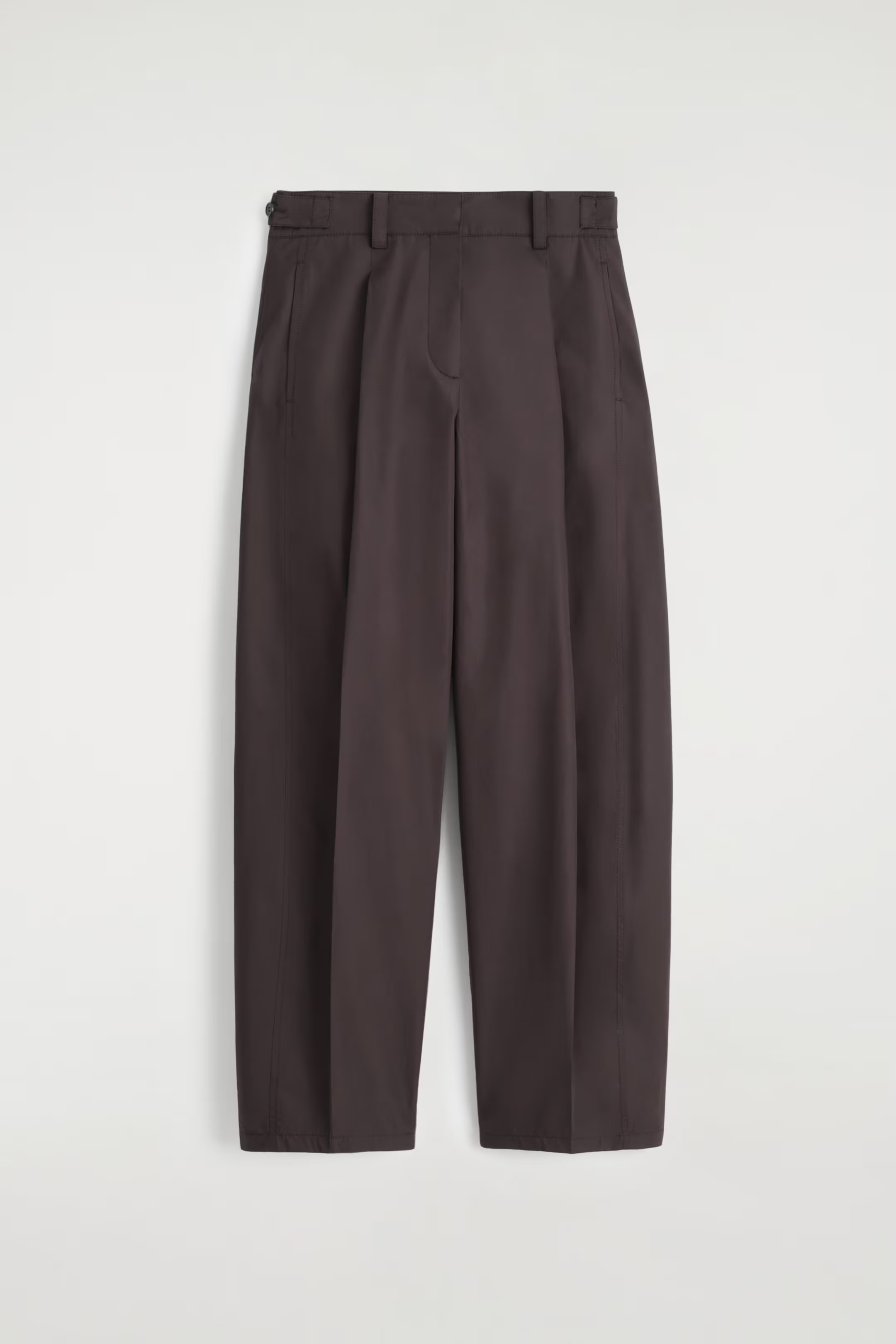 PLEATED COTTON BARREL-LEG TROUSERS - DARK BROWN | COS | COS UK