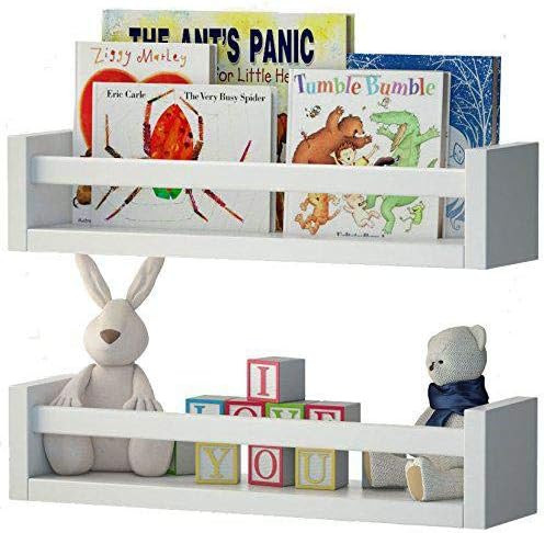 Wallniture Utah Set of 2 Nursery Room Wood Floating Wall Shelves White | Amazon (US)