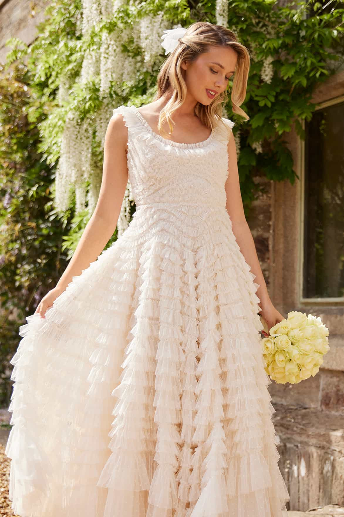 Needle & Thread Hattie Scoop Neck Ankle Gown Champagne UK 10 | Needle & Thread