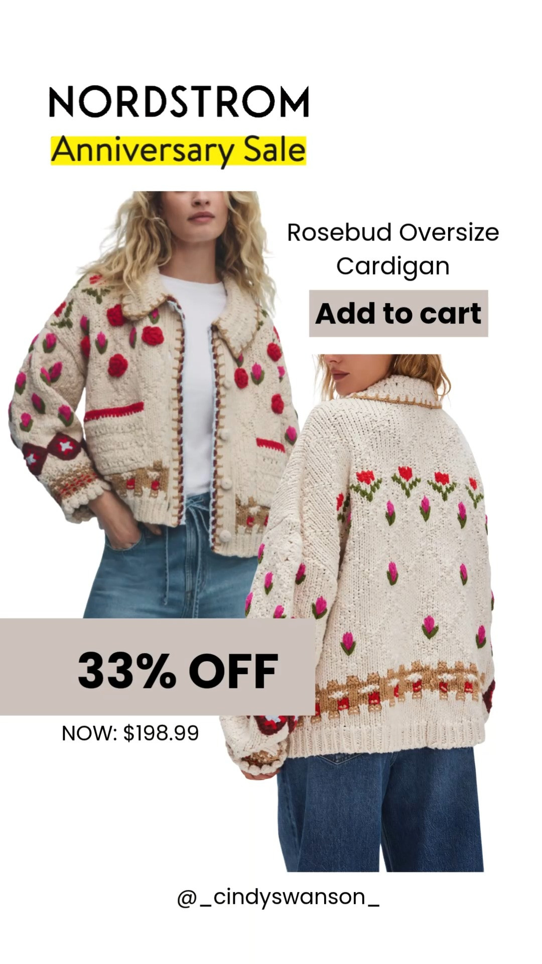 This cardigan is truly a work of art. The hand-knit look, rosebud detailing, and oversized fit make it a forever piece you'll pull out every fall and winter. 

On sale for 33% off during the Nordstrom Anniversary Sale!

💡 LTK MADE EASY
❤️ Heart = Support my posts!
🔖 Save = Get sale & restock alerts
📋 Lists = Keep favorites organized
📲 Share = Send lists and products to a friend. Hello, Christmas List!
💬 Comment = Ask me anything about these finds. :-) 

 #LTKootd #LTKOver40 #LTKSaleAlert