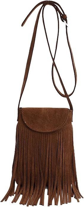 Floerns Women's Hobo Tassel Trim Crossbody Bag Western Cowboy Hippie Shoulder Bag | Amazon (US)