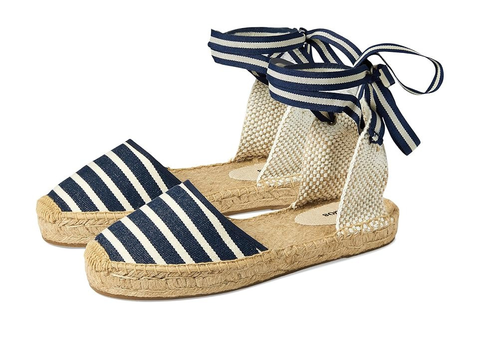 Soludos Lauren Lace Up Espadrille Women's Sandals Navy / Ivory : 9 B - Medium, Jute/Rubber | Zappos
