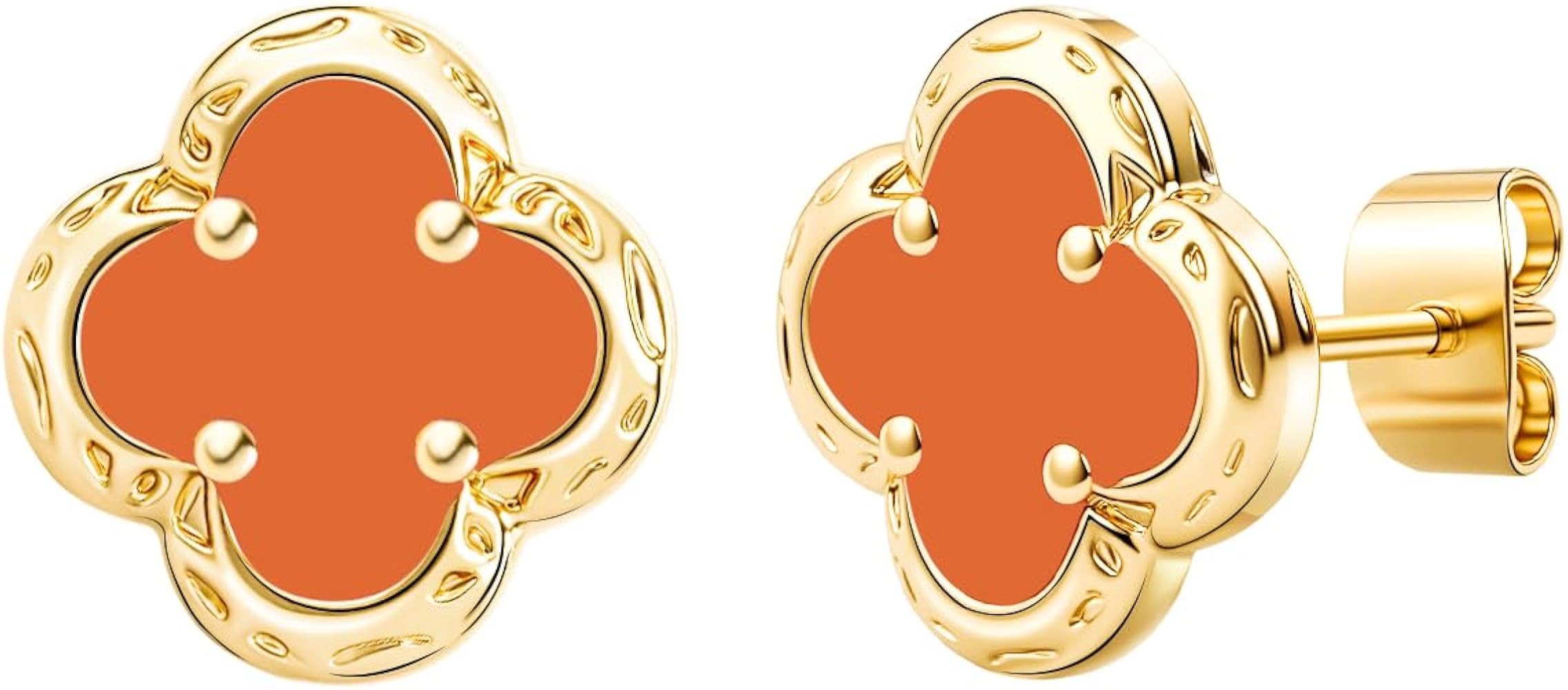 Elegant Black Onyx Clover Stud Earrings, 14K Gold Plated Four Leaf Hypoallergeinc Stud Stainless ... | Amazon (US)