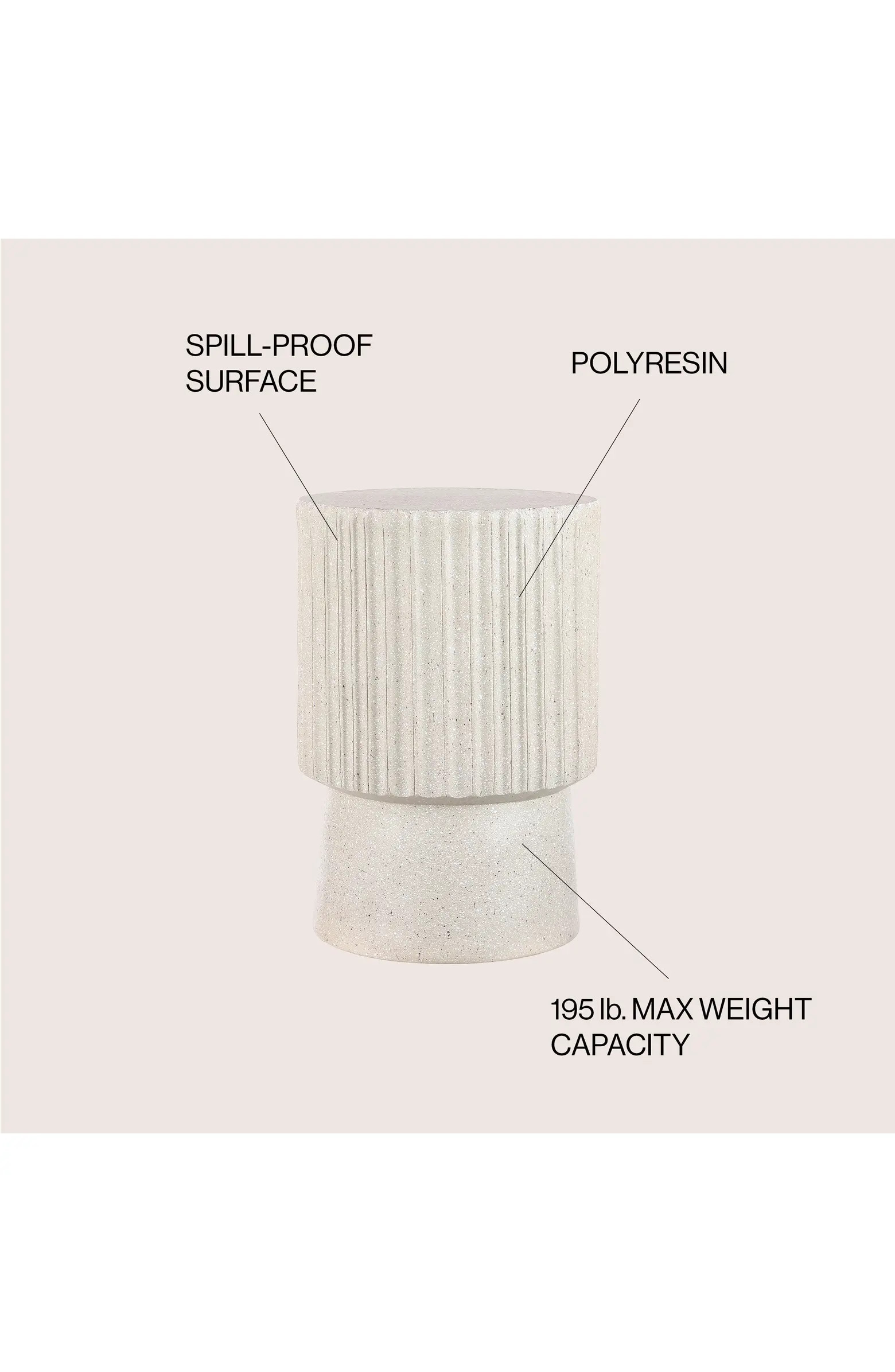 JONATHAN Y Louisa Modern Fluted Outdoor Accent Table, All-Weather Terrazzo Pedestal Garden Stool ... | Nordstrom