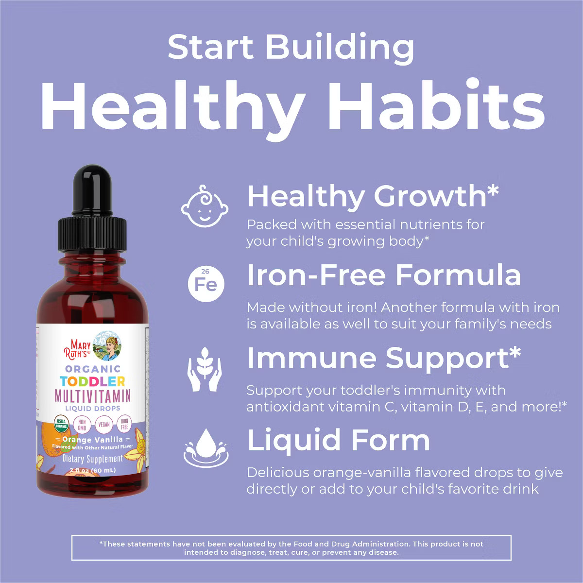 MaryRuth's Toddler Multivitamin Drops, Vanilla Orange, Org, 2 oz | Target