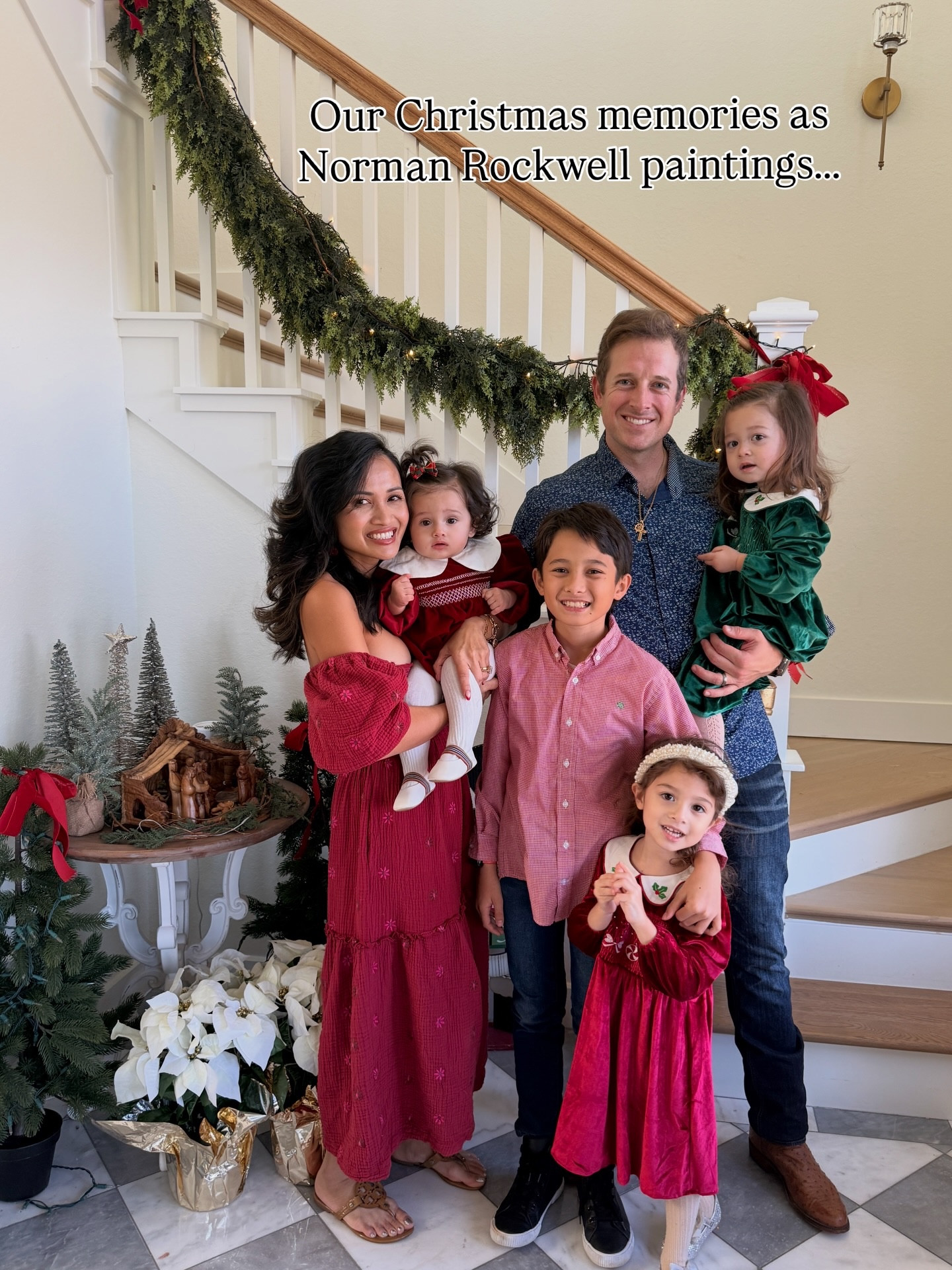 I had to hop on this trend. How did ChatGPT do?😅 I love how the kids turned out! I’m still on the fence with how Josh and I are depicted lol! Funny thing is I was given a book of a compilation of Norman Rockwell’s paintings from my grandparents when I was a kid, and I always admired his work. So seeing this with our own family photos just shows how amazing how AI is. #normanrockwellchristmas

#LTKmomlife #LTKKids #LTKHome