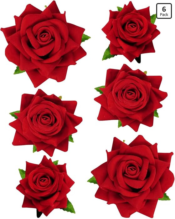 Topbuti 6 Pcs Rose Flower Hair Clip Rose Brooch Floral Hair Accessories for Woman Girls Flamenco ... | Amazon (US)
