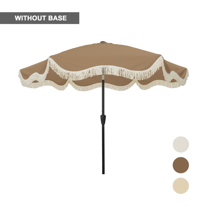 Ebern Designs Hasaam 101.97'' Tilt Market Umbrella with Fringe Outdoor Tassel | Wayfair | Wayfair North America