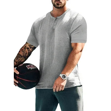 Sexy Dance Men Henley Shirts Solid Color T-shirt Short Sleeve Summer Tops Lightweight Basic Tee Dail | Walmart (US)