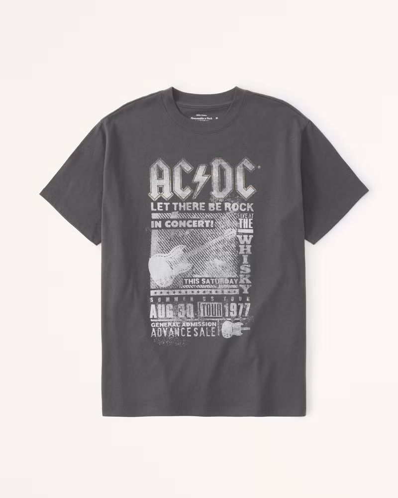 Women's Oversized Boyfriend AC/DC Graphic Tee | Women's Tops | Abercrombie.com | Abercrombie & Fitch (US)