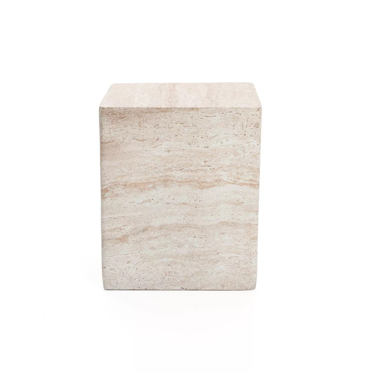 LuxenHome Travertine-Style Square MgO Side Table Multicolored | Target
