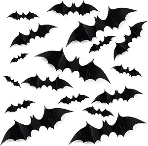DIY Halloween Party Supplies PVC 3D Decorative Scary Bats Wall Decal Wall Sticker, Halloween Eve ... | Amazon (US)