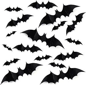 DIY Halloween Party Supplies PVC 3D Decorative Scary Bats Wall Decal Wall Sticker, Halloween Eve ... | Amazon (US)