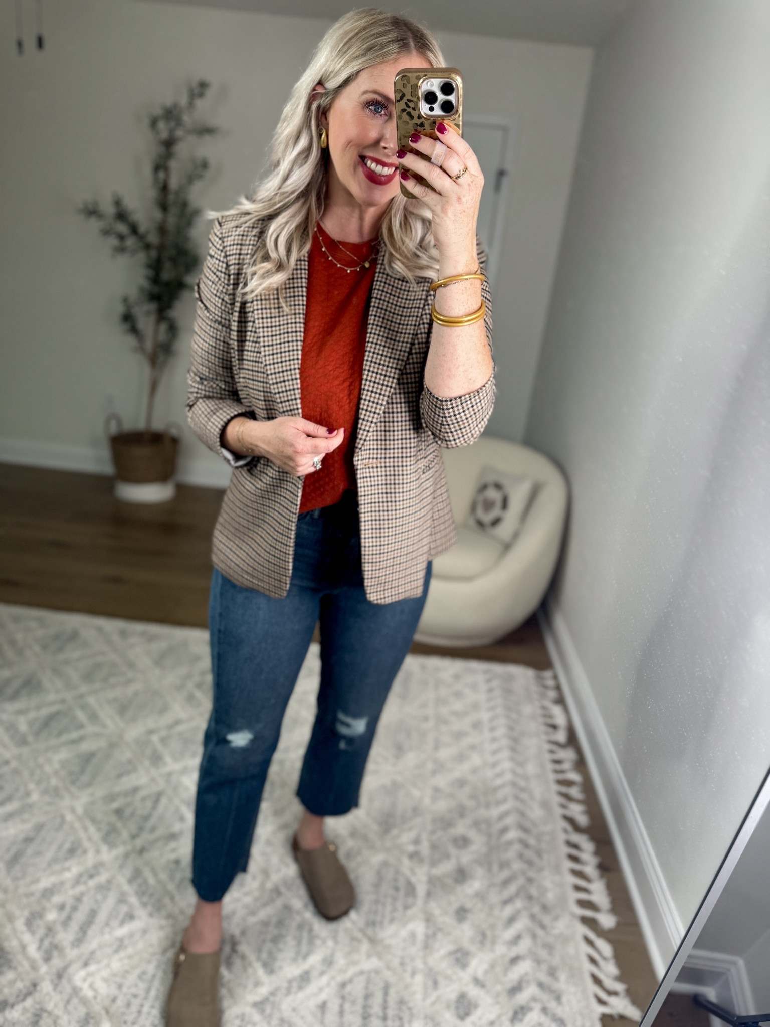 Daily try on, Walmart outfit, Walmart fashion, Walmart try on, fall style, plaid blazer, quilted tee, clogs 

Medium 

#LTKFindsUnder50 #LTKSeasonal #LTKStyleTip