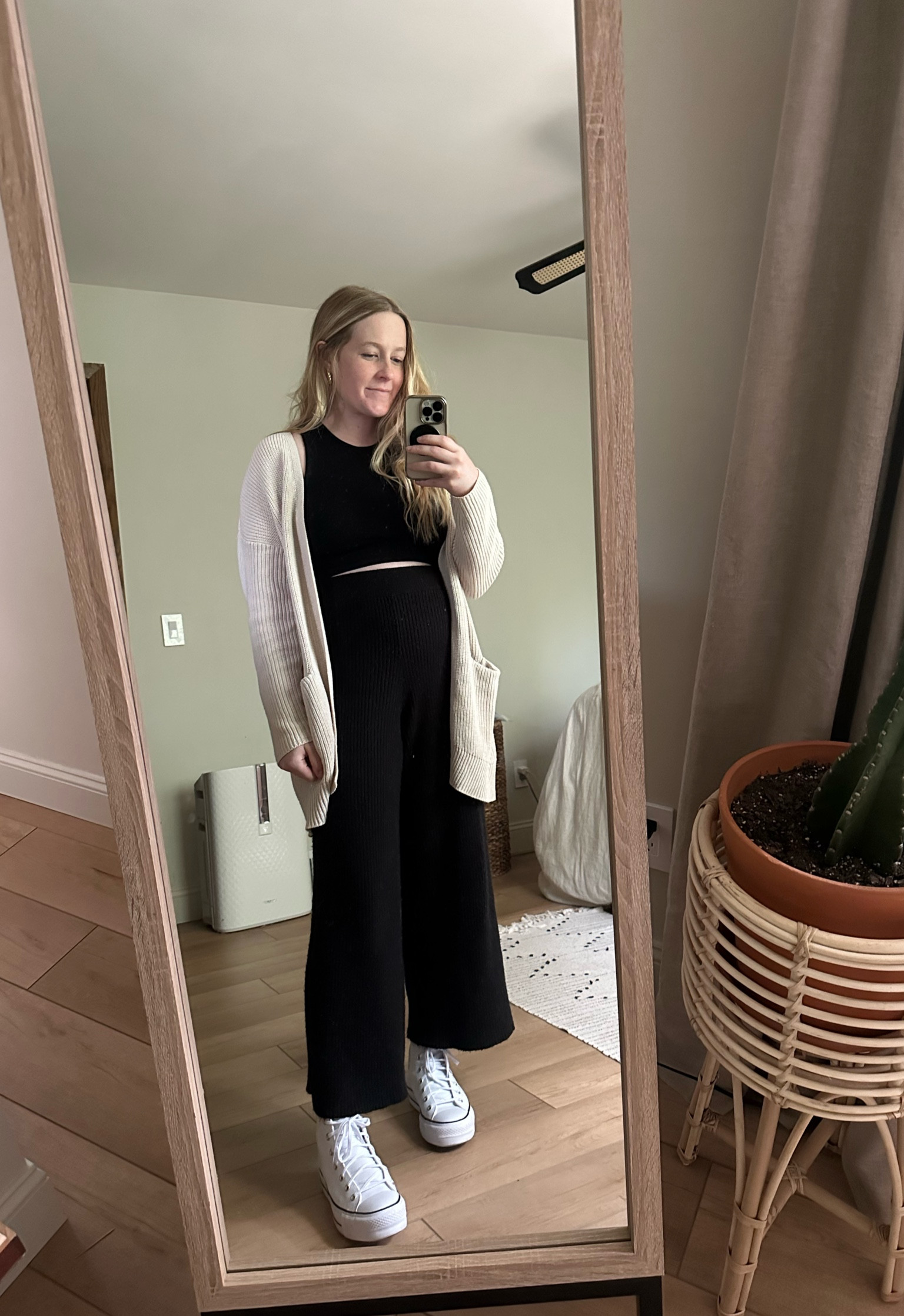 The comfiest maternity outfit that feels like wearing pjs all day #maternity #comfyoutfits #knitpants 

#LTKbaby #LTKworkwear #LTKstyletip