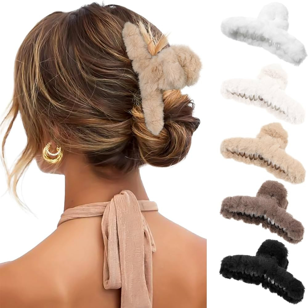 5PCS Large Claw Hair Clips for Thick Hair Big Banana Hair Clips for Women Nonslip Strong Hold Hai... | Amazon (US)