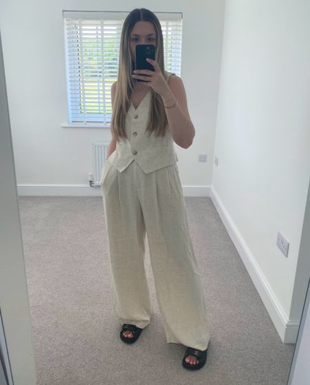 Loving this linen-blend waist coat and trouser set. The perfect no-brainer coord for summer. 

I’m 5ft4 and the trousers would need taking up! 🪡

#LTKuk #LTKeurope #LTKstyletip
