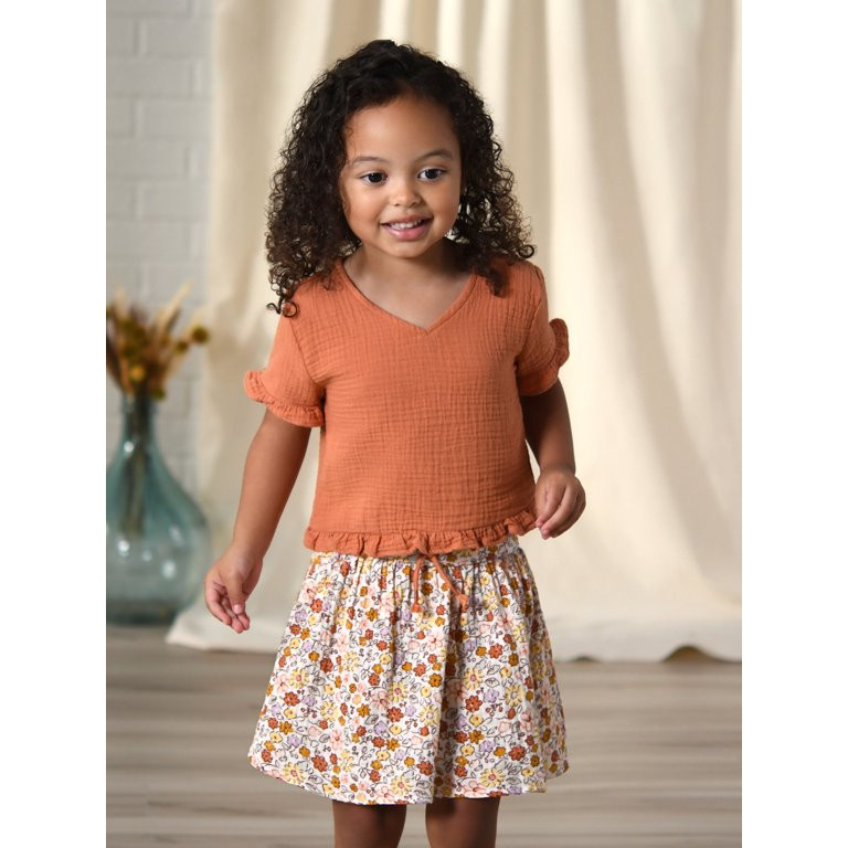 Modern Moments by Gerber Toddler Girl Ruffled Gauze Top, 2-Pack, Sizes 12M-5T | Walmart (US)