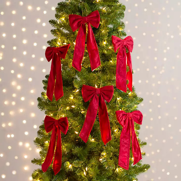 Red Velvet Bow 6-pc. Ornament Set, 12 in. | Kirklands
