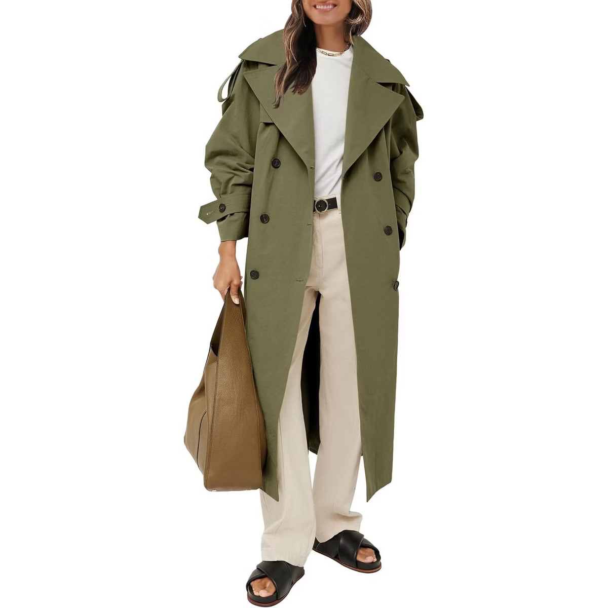 Imily Bela Classic Womens Trench Coat Oversized Double Breasted Style Light | Target