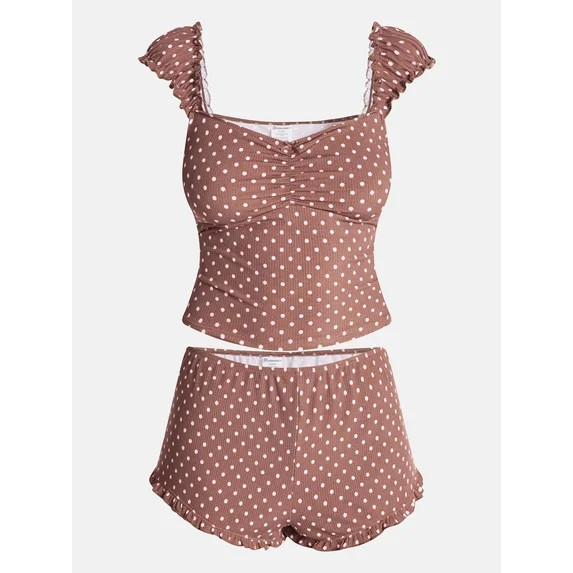 No Boundaries Cap Sleeve Top and Shorts Sleep Set, 2-Piece, Women's XS-XXL | Walmart (US)