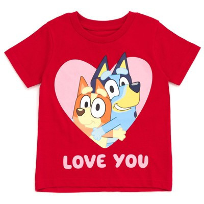 Bluey Bingo Heart Little Boys T-Shirt Red Love You 6 | Target